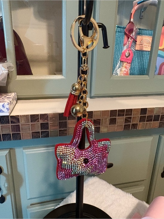 Accessories - Rhinestone Mini Handbag Keychain in Pink & Multicolor